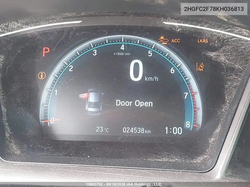 2019 HONDA CIVIC VIN 2HGFC2F78KH036813 — фото 15
