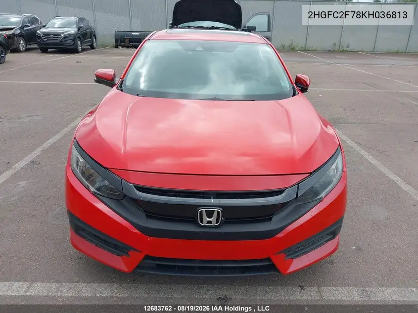 2019 HONDA CIVIC VIN 2HGFC2F78KH036813 — фото 6
