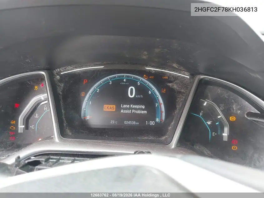 2019 HONDA CIVIC VIN 2HGFC2F78KH036813 — фото 7