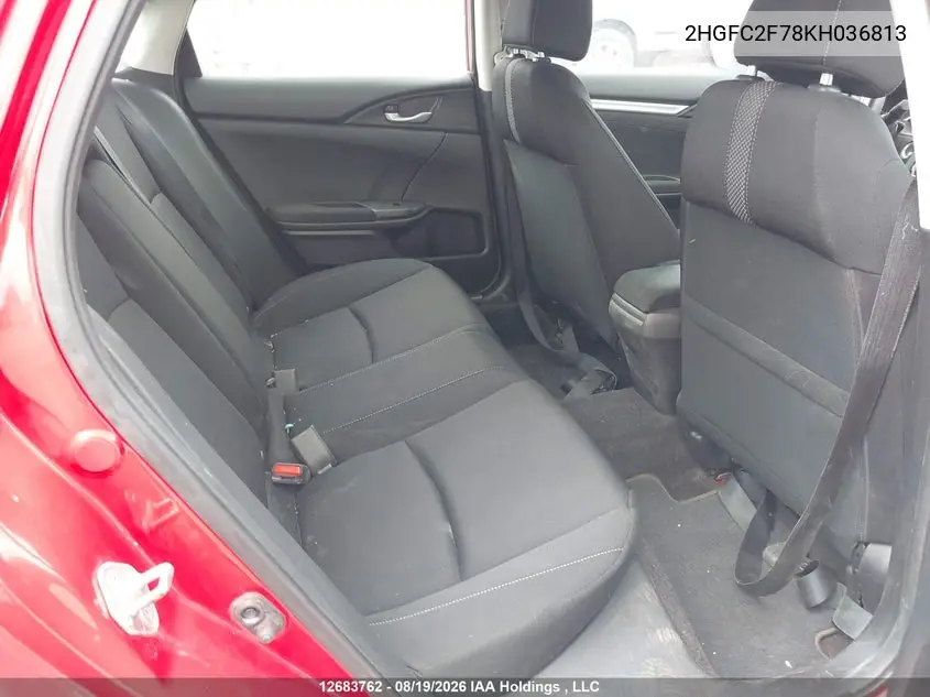 2019 HONDA CIVIC VIN 2HGFC2F78KH036813 — фото 8