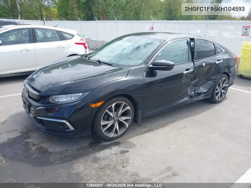 2019 HONDA CIVIC VIN 2HGFC1F95KH104593 — фото 2