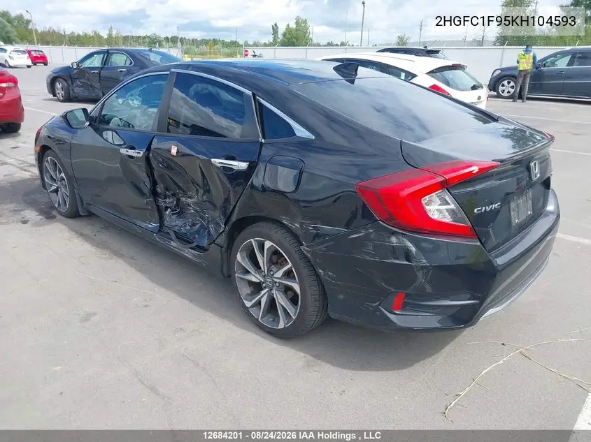 2019 HONDA CIVIC VIN 2HGFC1F95KH104593 — фото 3