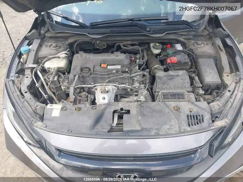 2019 HONDA CIVIC VIN 2HGFC2F78KH007067 — фото 10