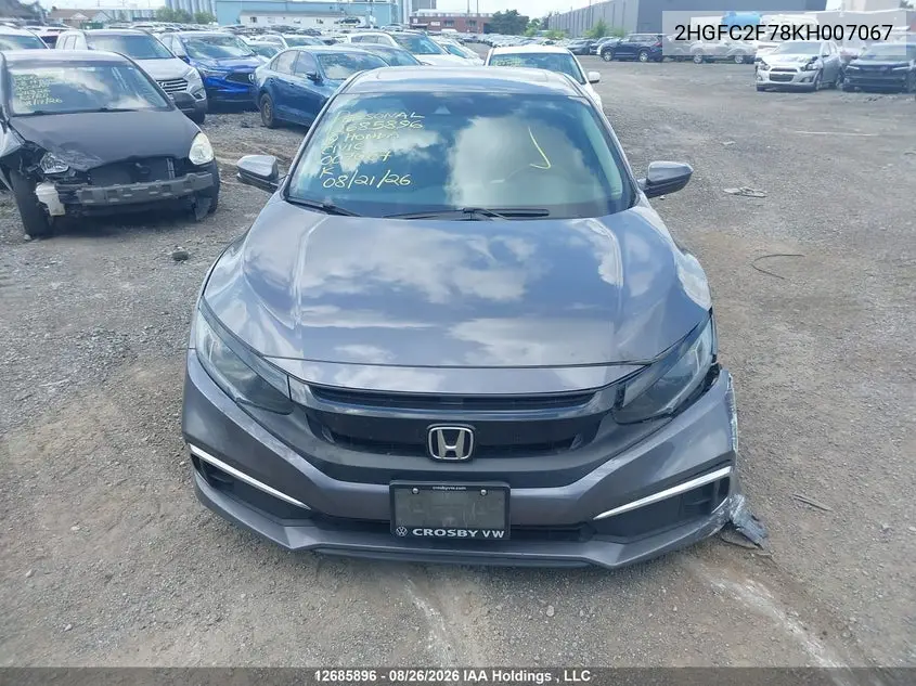 2019 HONDA CIVIC VIN 2HGFC2F78KH007067 — фото 13