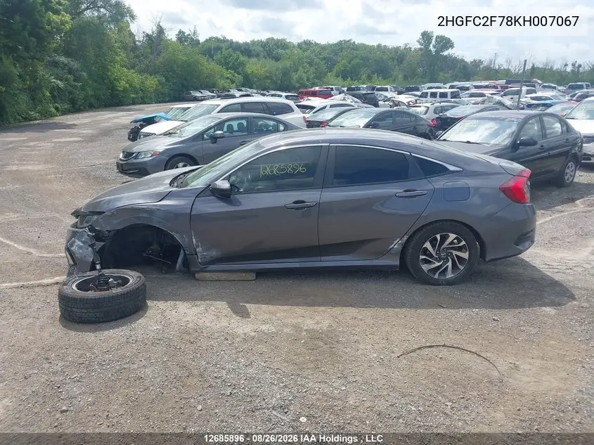 2019 HONDA CIVIC VIN 2HGFC2F78KH007067 — фото 15