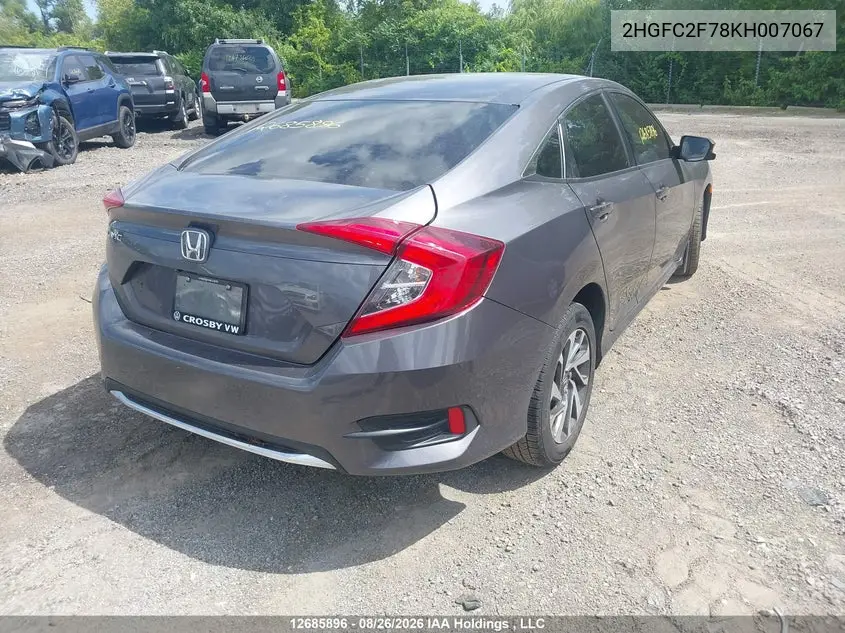 2019 HONDA CIVIC VIN 2HGFC2F78KH007067 — фото 4