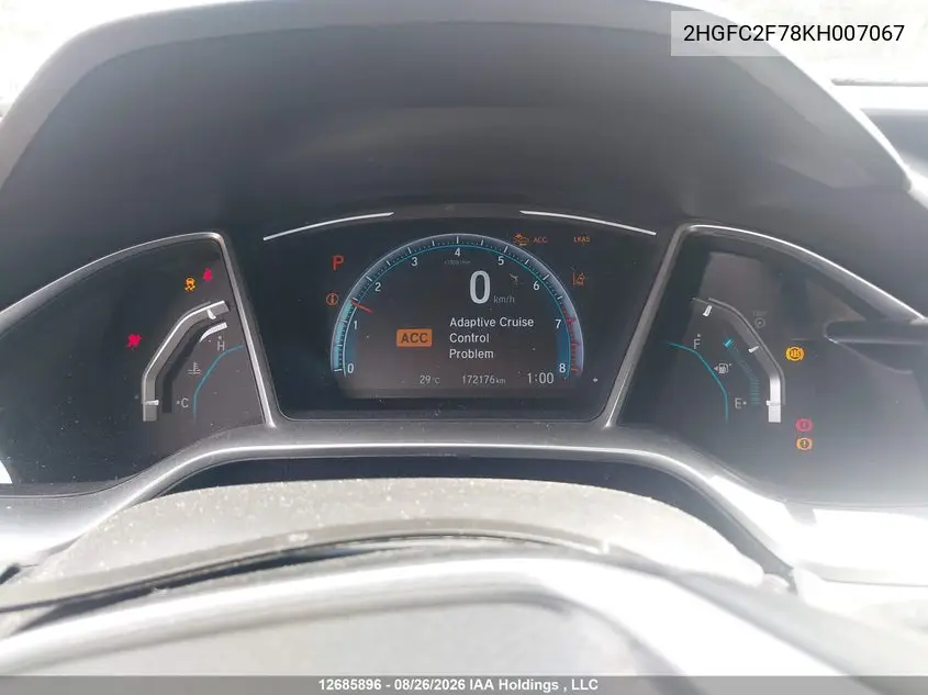 2019 HONDA CIVIC VIN 2HGFC2F78KH007067 — фото 7