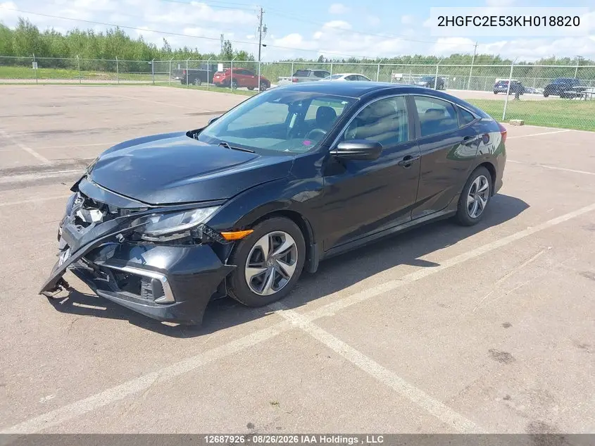 2019 HONDA CIVIC VIN 2HGFC2E53KH018820 — фото 2