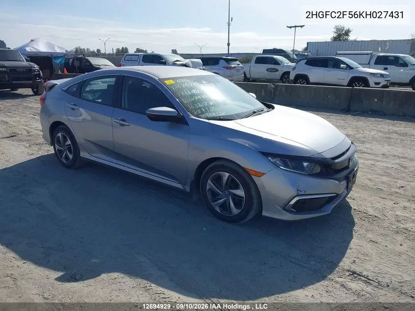 HONDA CIVIC 2019, VIN 2HGFC2F56KH027431