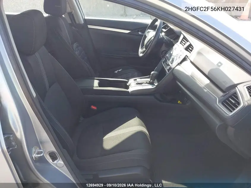 2019 HONDA CIVIC VIN 2HGFC2F56KH027431 — фото 5