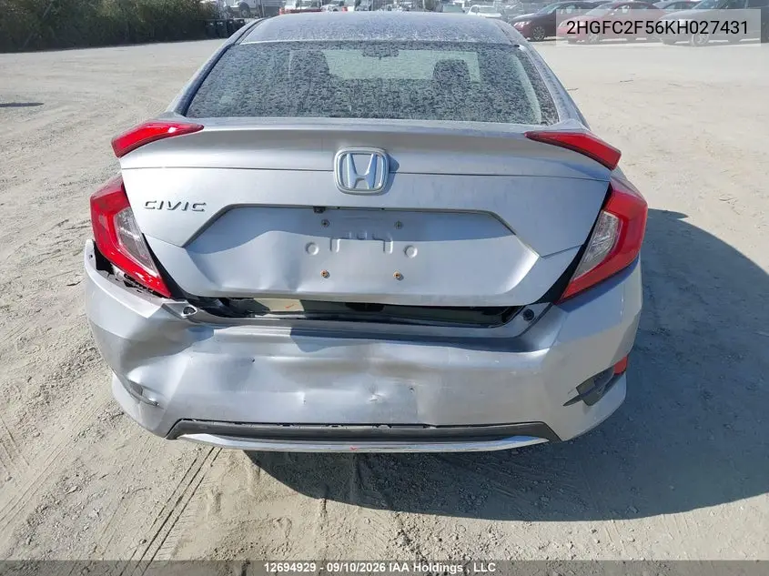 2019 HONDA CIVIC VIN 2HGFC2F56KH027431 — фото 6