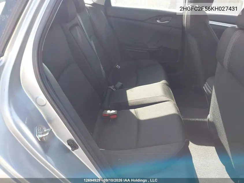 2019 HONDA CIVIC VIN 2HGFC2F56KH027431 — фото 8