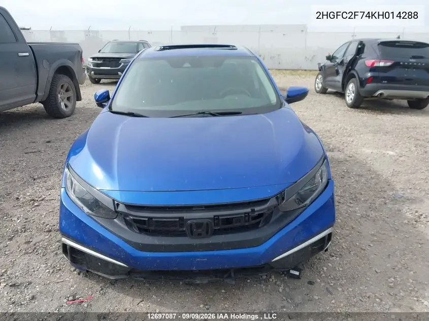 2019 HONDA CIVIC VIN 2HGFC2F74KH014288 — фото 11