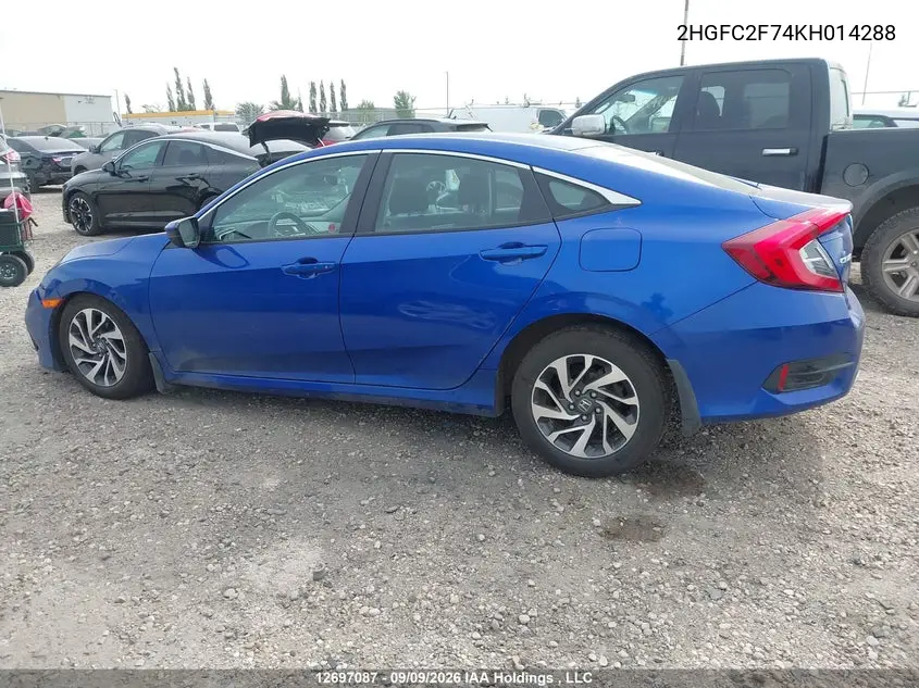 2019 HONDA CIVIC VIN 2HGFC2F74KH014288 — фото 13