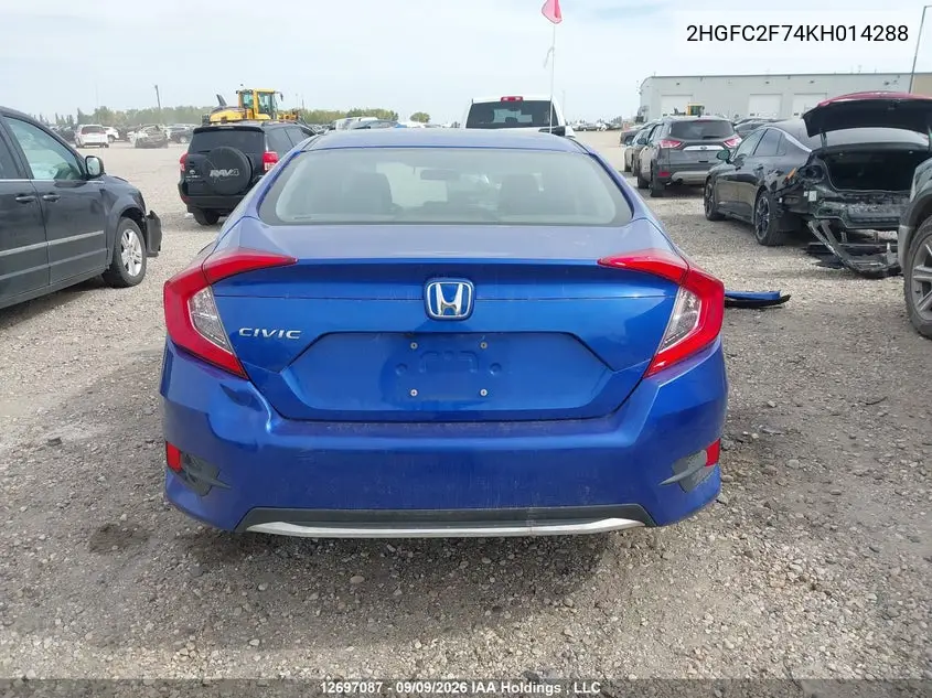 2019 HONDA CIVIC VIN 2HGFC2F74KH014288 — фото 15