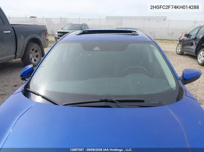 2019 HONDA CIVIC VIN 2HGFC2F74KH014288 — фото 16