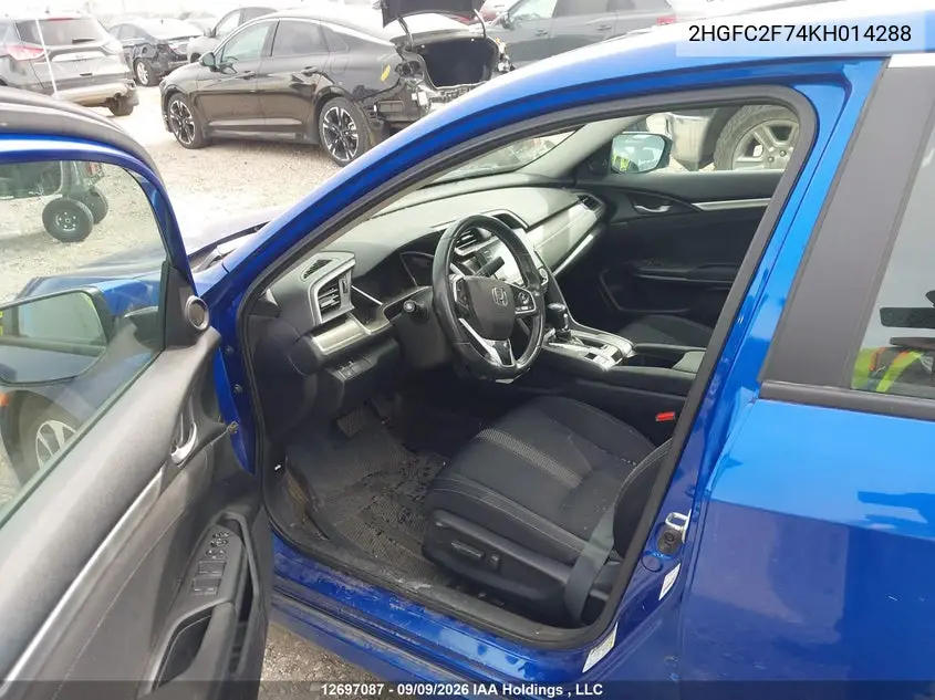 2019 HONDA CIVIC VIN 2HGFC2F74KH014288 — фото 17