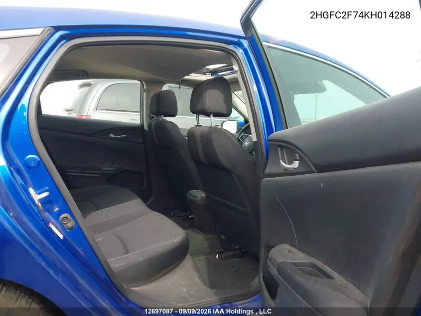 2019 HONDA CIVIC VIN 2HGFC2F74KH014288 — фото 8