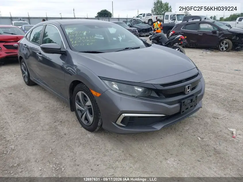HONDA CIVIC 2019, VIN 2HGFC2F56KH039224
