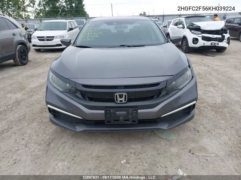 2019 HONDA CIVIC VIN 2HGFC2F56KH039224 — фото 12