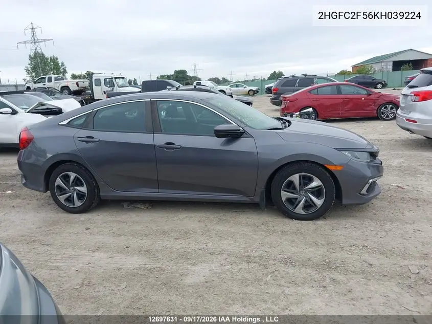 2019 HONDA CIVIC VIN 2HGFC2F56KH039224 — фото 13