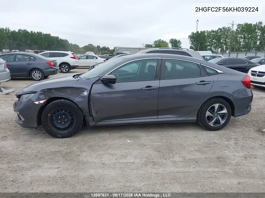 2019 HONDA CIVIC VIN 2HGFC2F56KH039224 — фото 14