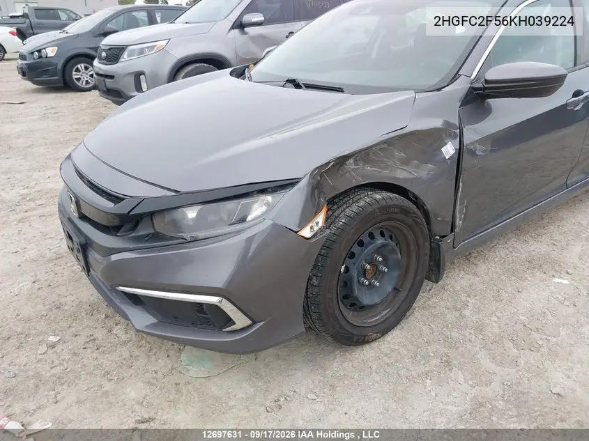 2019 HONDA CIVIC VIN 2HGFC2F56KH039224 — фото 6