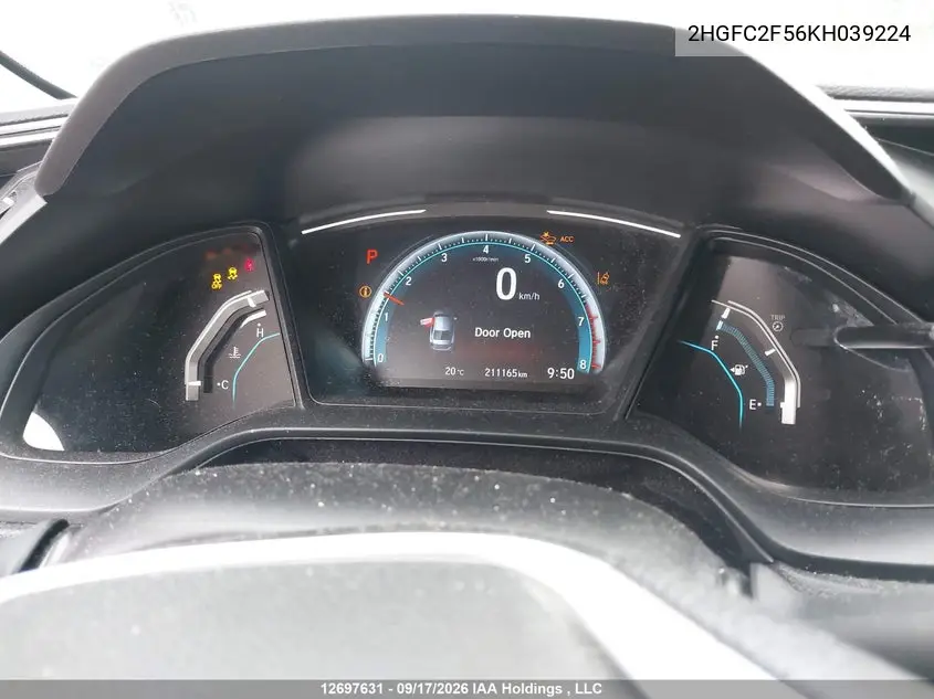 2019 HONDA CIVIC VIN 2HGFC2F56KH039224 — фото 7