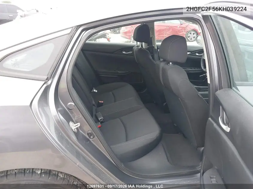2019 HONDA CIVIC VIN 2HGFC2F56KH039224 — фото 8