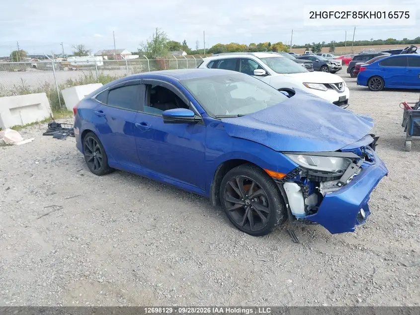 HONDA CIVIC 2019, VIN 2HGFC2F85KH016575
