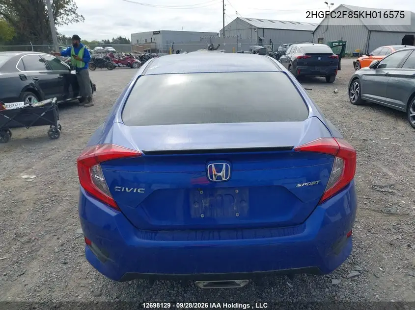 2019 HONDA CIVIC VIN 2HGFC2F85KH016575 — фото 16