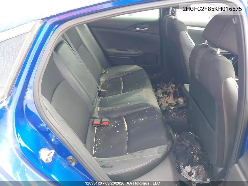 2019 HONDA CIVIC VIN 2HGFC2F85KH016575 — фото 8