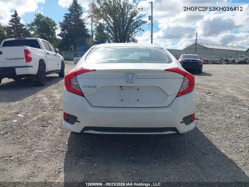 2019 HONDA CIVIC VIN 2HGFC2F53KH036412 — фото 16