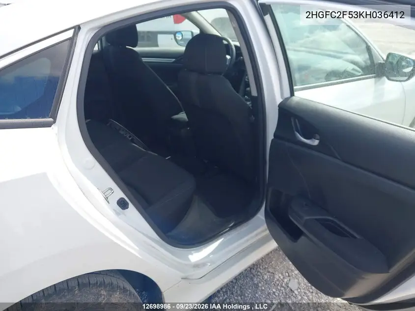 2019 HONDA CIVIC VIN 2HGFC2F53KH036412 — фото 8