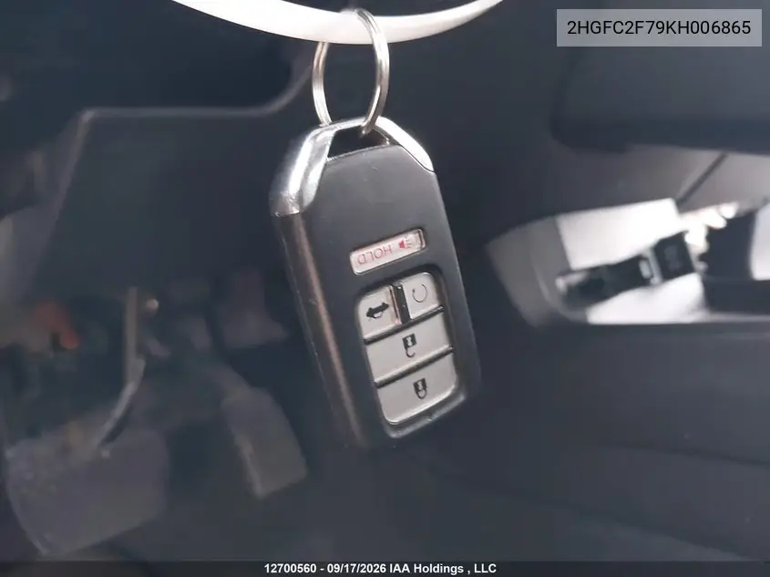 2019 HONDA CIVIC VIN 2HGFC2F79KH006865 — фото 11