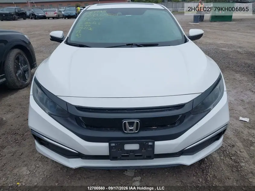 2019 HONDA CIVIC VIN 2HGFC2F79KH006865 — фото 12