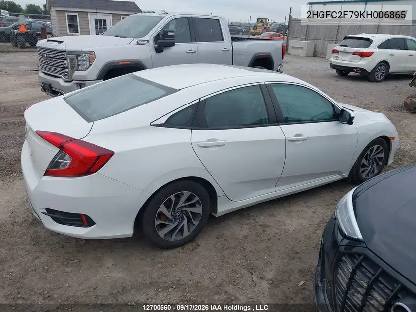 2019 HONDA CIVIC VIN 2HGFC2F79KH006865 — фото 13