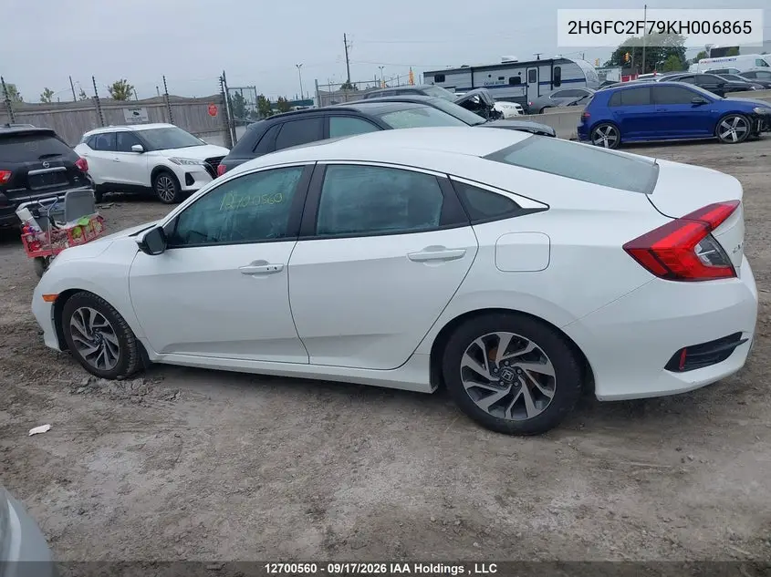2019 HONDA CIVIC VIN 2HGFC2F79KH006865 — фото 14