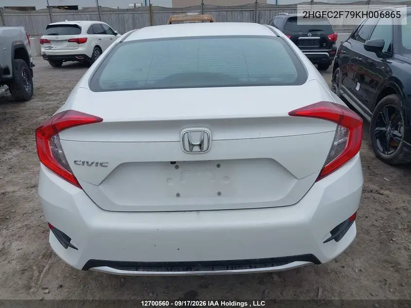2019 HONDA CIVIC VIN 2HGFC2F79KH006865 — фото 16