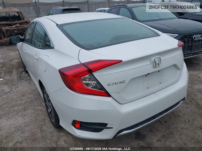2019 HONDA CIVIC VIN 2HGFC2F79KH006865 — фото 3
