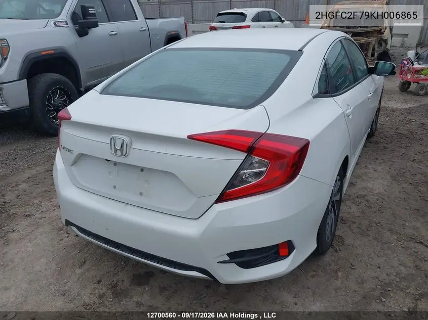 2019 HONDA CIVIC VIN 2HGFC2F79KH006865 — фото 4