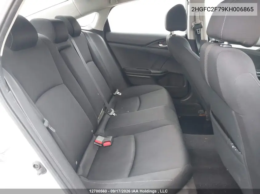 2019 HONDA CIVIC VIN 2HGFC2F79KH006865 — фото 8