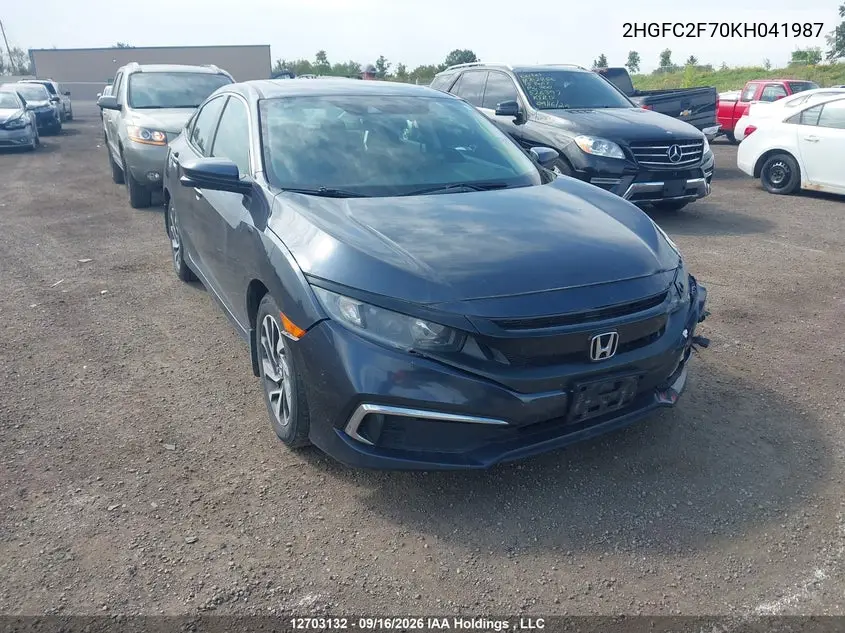 HONDA CIVIC 2019, VIN 2HGFC2F70KH041987