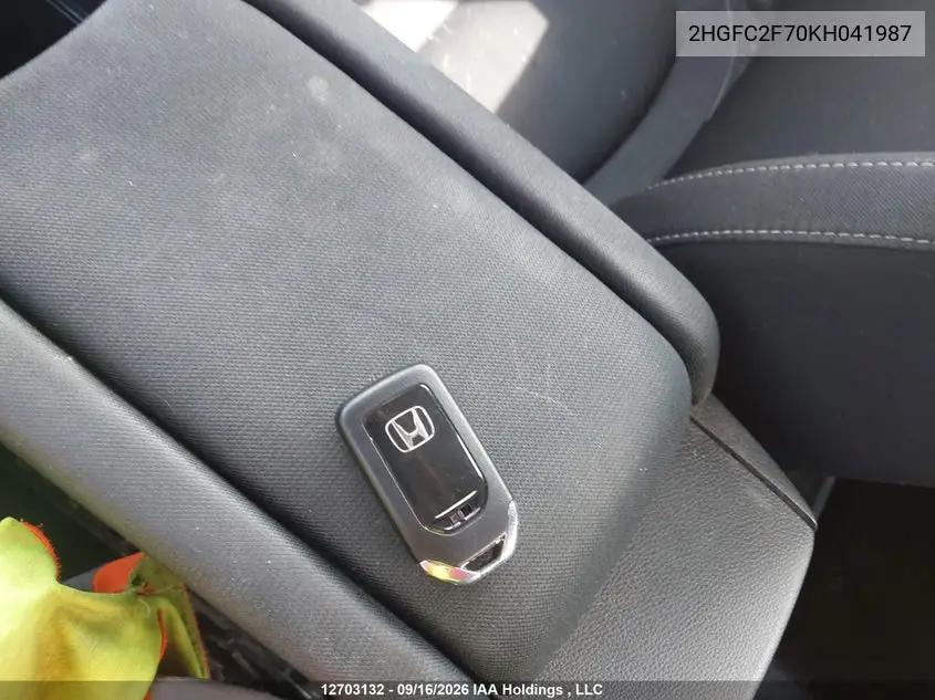 2019 HONDA CIVIC VIN 2HGFC2F70KH041987 — фото 11