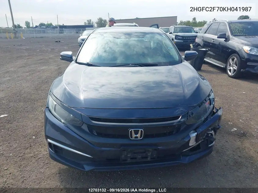 2019 HONDA CIVIC VIN 2HGFC2F70KH041987 — фото 12
