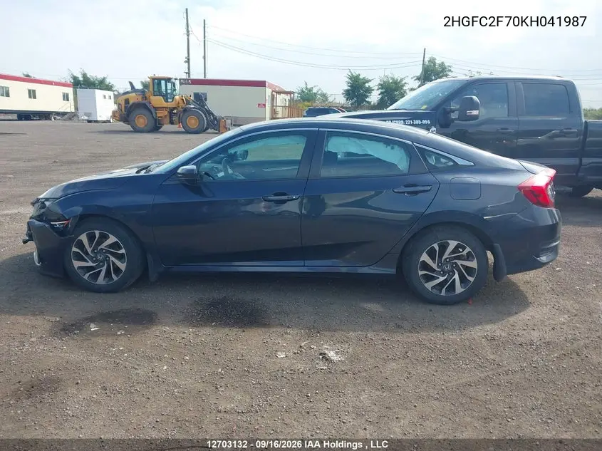 2019 HONDA CIVIC VIN 2HGFC2F70KH041987 — фото 14