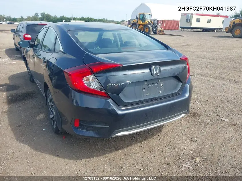 2019 HONDA CIVIC VIN 2HGFC2F70KH041987 — фото 3