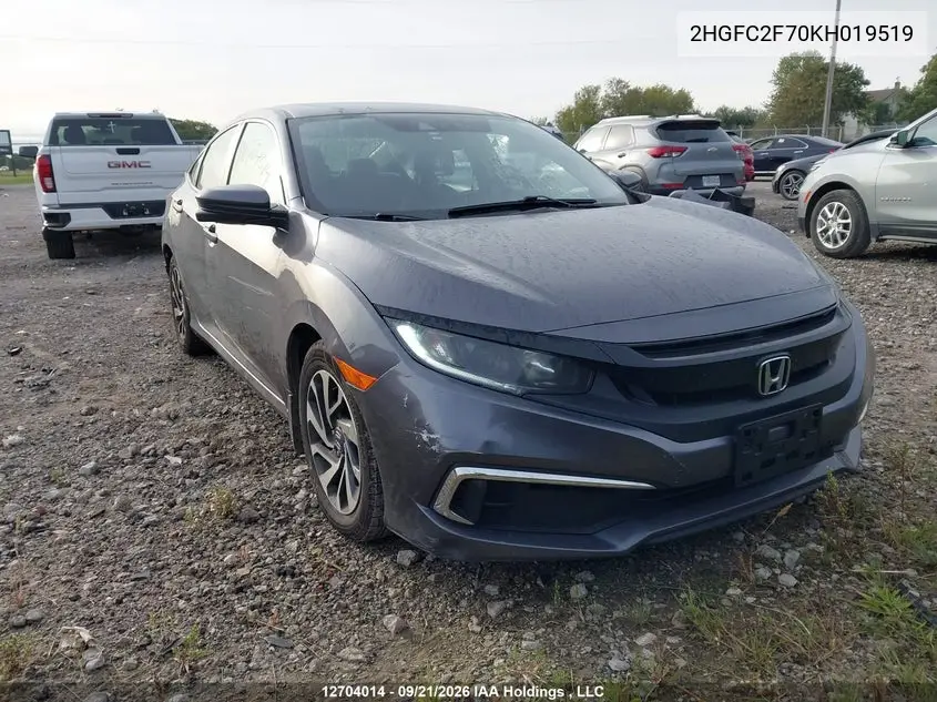 HONDA CIVIC 2019, VIN 2HGFC2F70KH019519