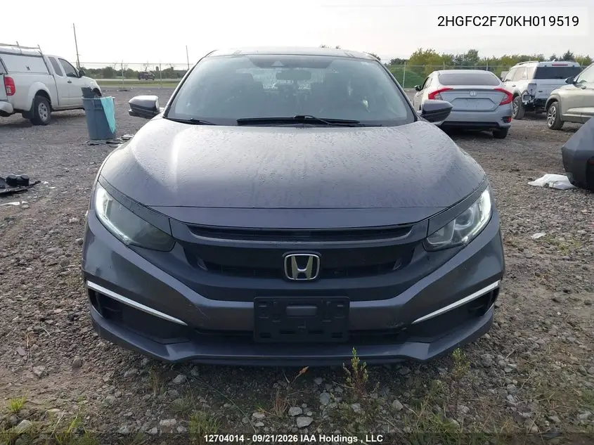2019 HONDA CIVIC VIN 2HGFC2F70KH019519 — фото 11