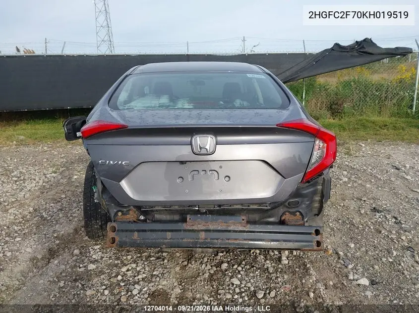 2019 HONDA CIVIC VIN 2HGFC2F70KH019519 — фото 15
